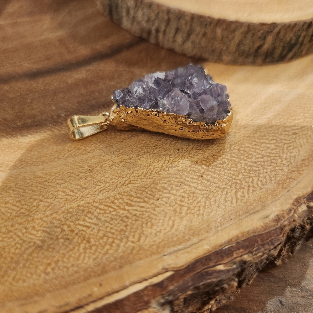 Amethyst Pendant set in Faux Gold